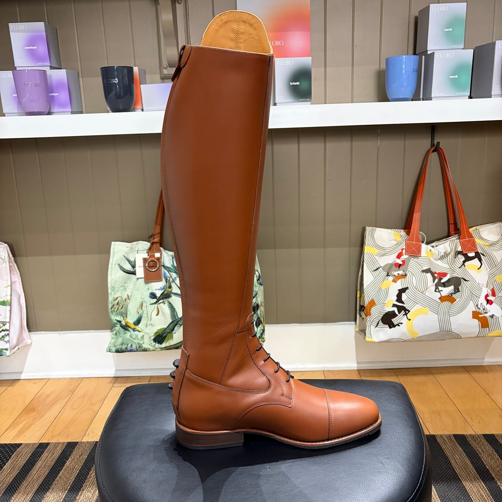 Deniro Boot DeNiro Custom Duca SLIM Field Boot: Leg & Foot in WRAT Brandy, Brown Sole, Gold DeNiro Emblem