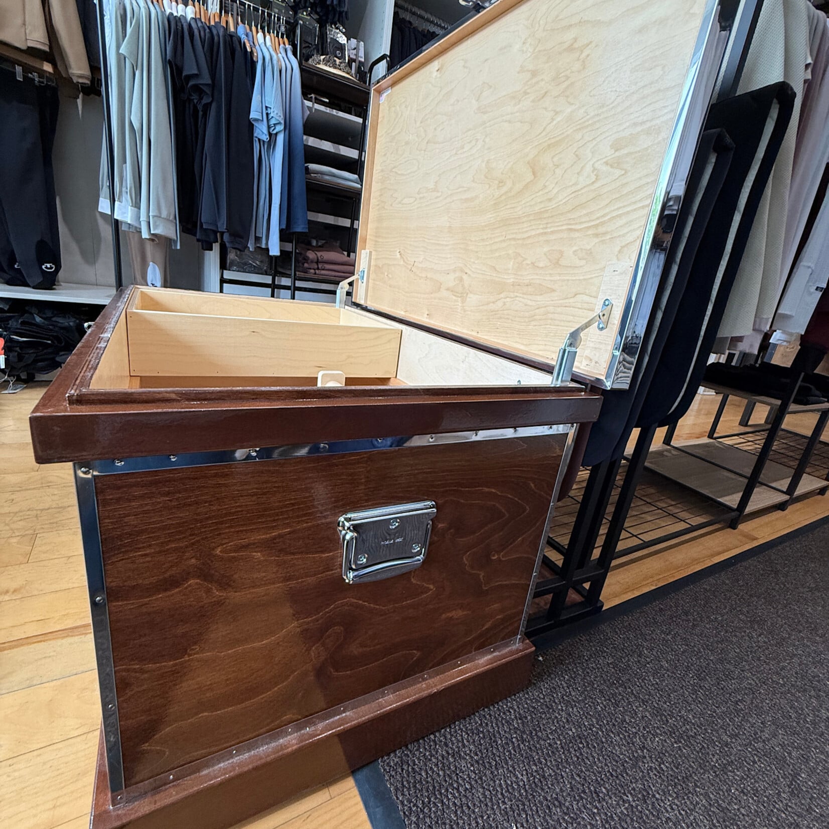 Phoenix West Ready-Made Custom Phoenix West Prestige Tack Trunk with Trim on all Corners, Finished Interior, Large Flat Lid, Includes Tray and Groom Tote, Plate sold separately- can be personalized