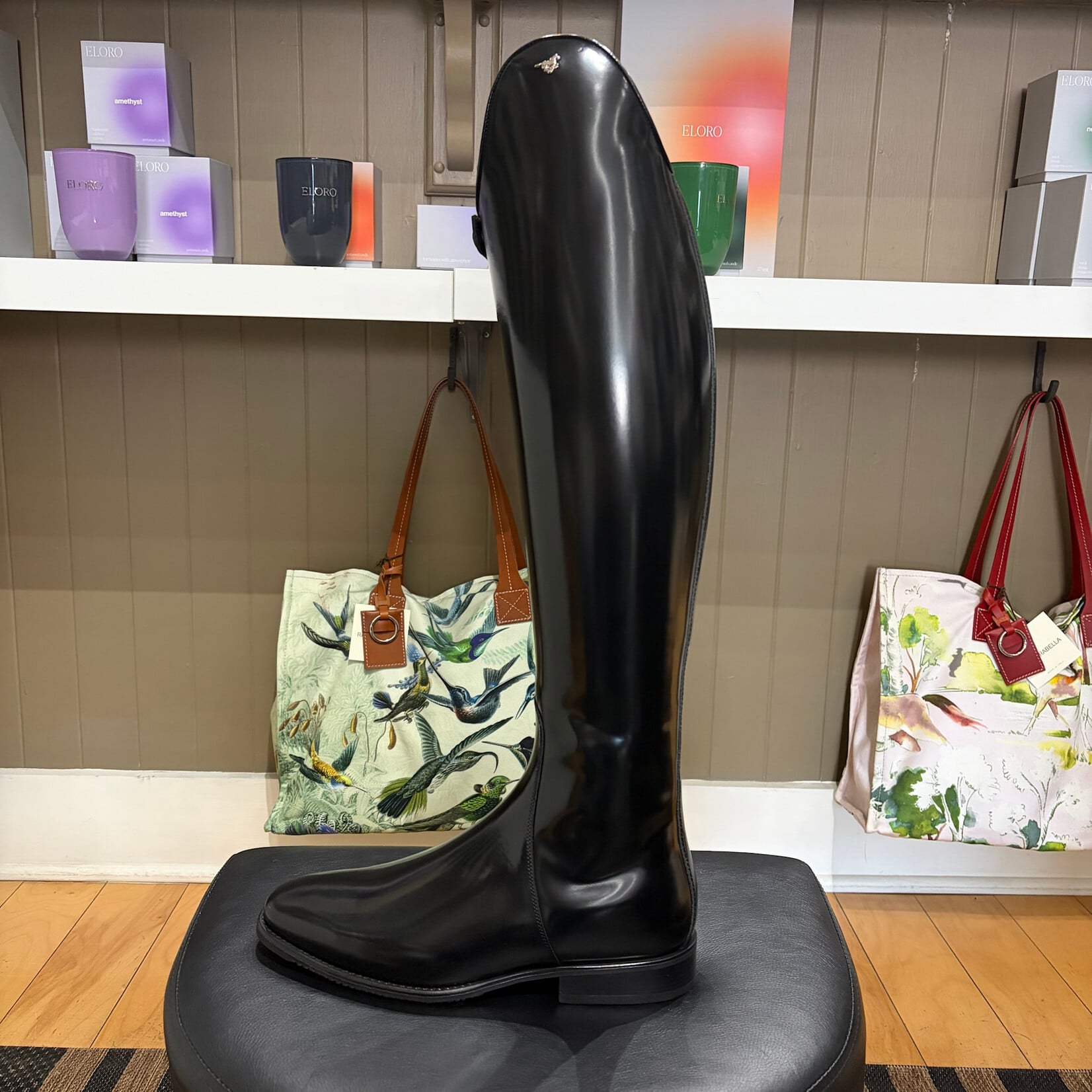 Deniro Boot DeNiro Custom Signorelli Dressage Boot: Leg & Foot in Brushed Black, Black Sole