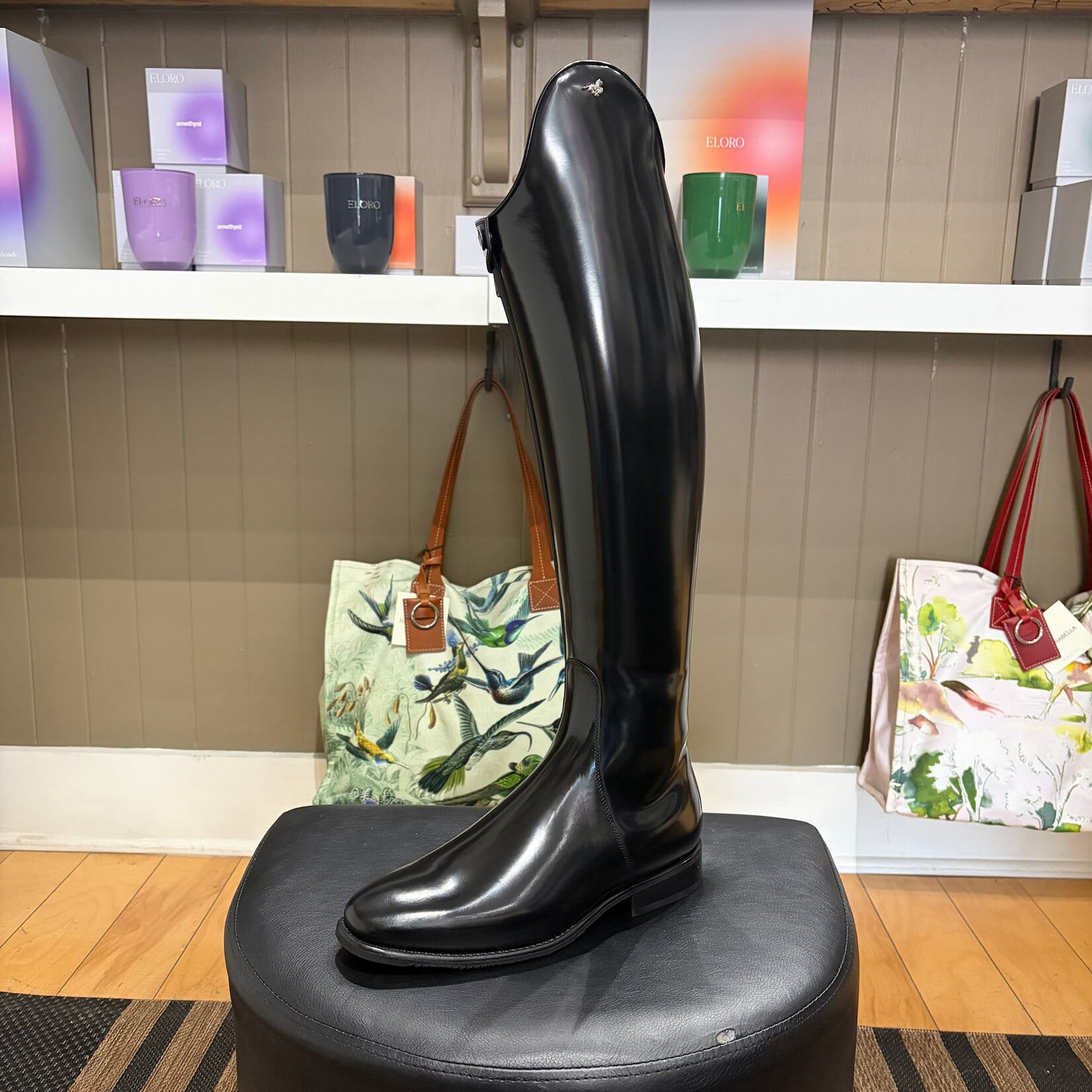 Deniro Boot DeNiro Custom Signorelli Dressage Boot: Leg & Foot in Brushed Black, Black Sole