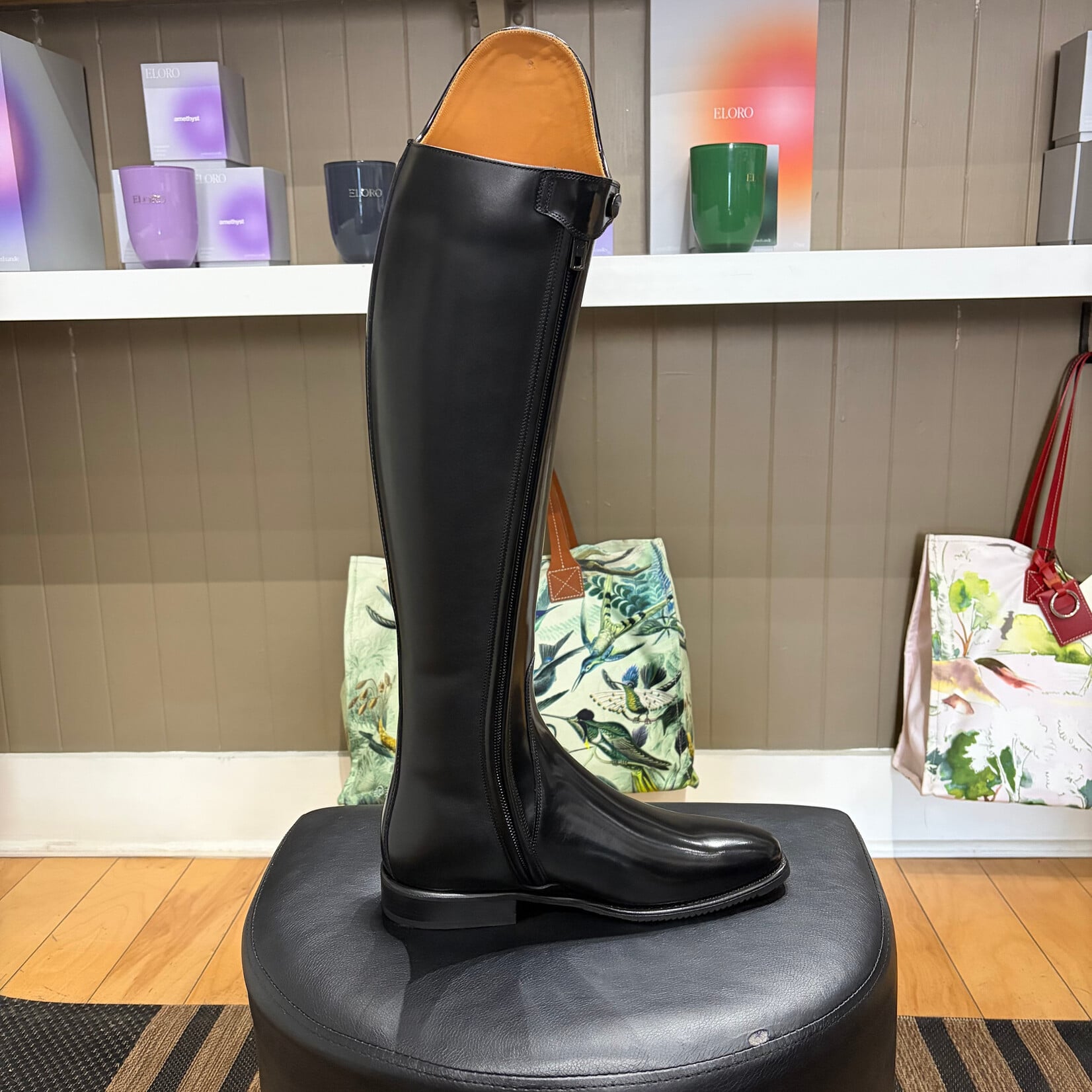 Deniro Boot DeNiro Custom Signorelli Dressage Boot: Leg & Foot in Brushed Black, Black Sole
