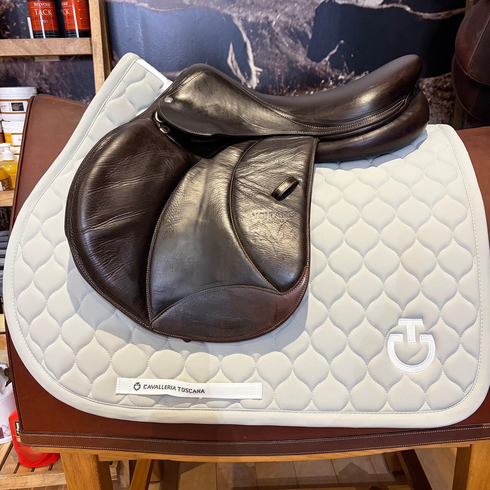 #4454 17 Consigned Voltaire Jumping Palm Beach, 17”, 2A flap, Medium tree, Pro Panel w reinforced bottom flap edge, includes Voltaire cover