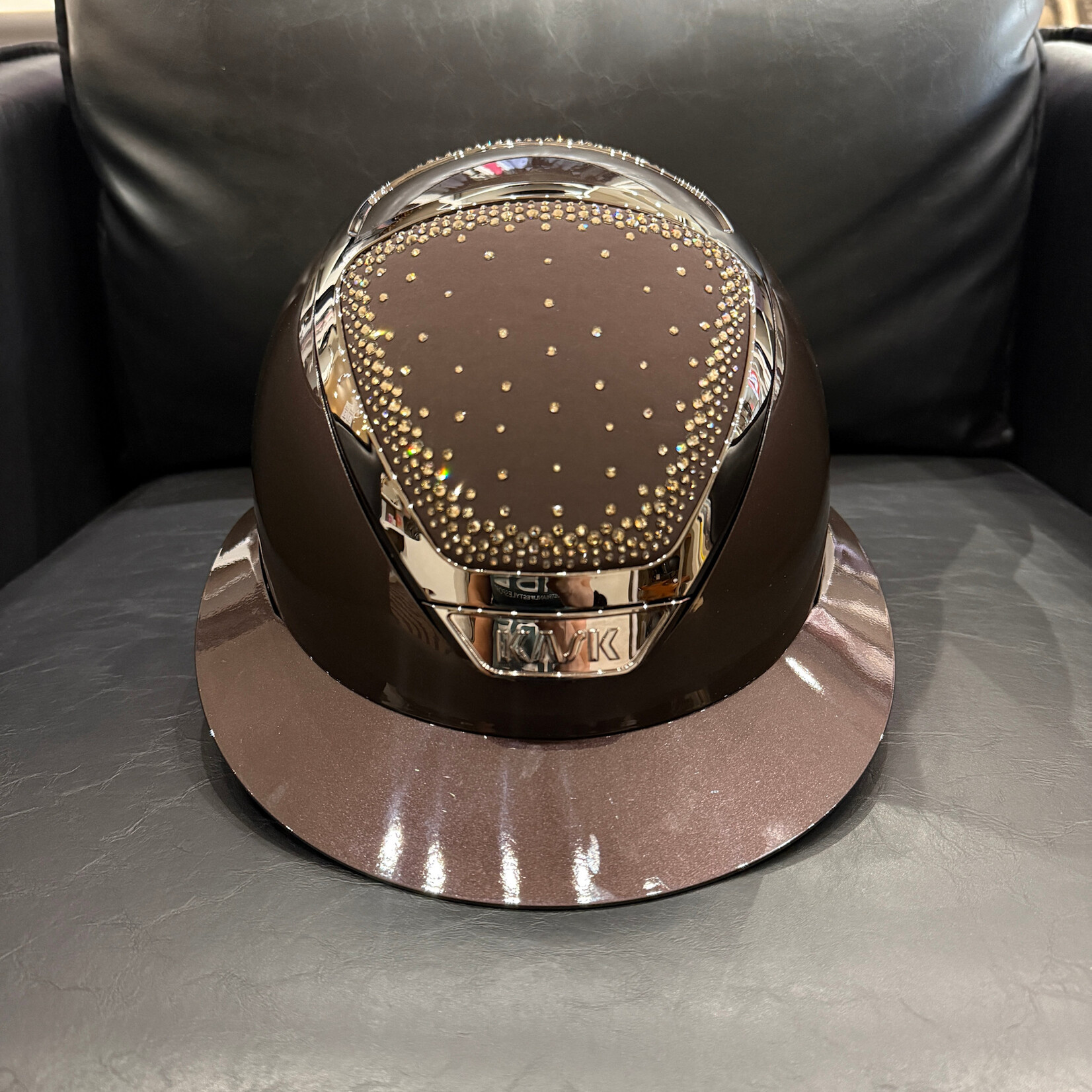 KASK Equestrian CUSTOM Kask WG11 Star Lady Pure Shine Chrome Helmet w/ Swarovski In Out Crystals- Sold as a kit with coordinating liner (sold separately)