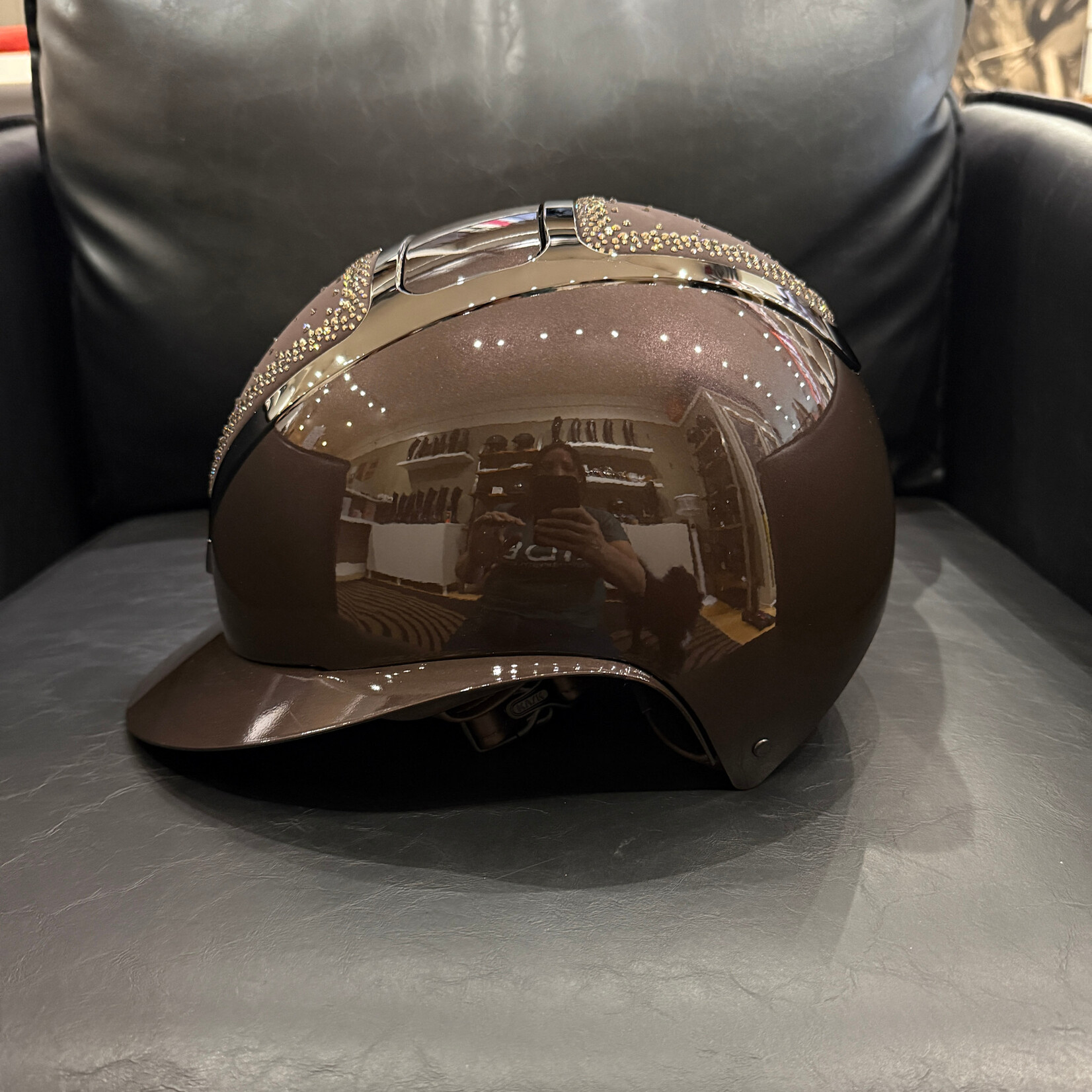 KASK Equestrian CUSTOM Kask WG11 Star Lady Pure Shine Chrome Helmet w/ Swarovski In Out Crystals- Sold as a kit with coordinating liner (sold separately)