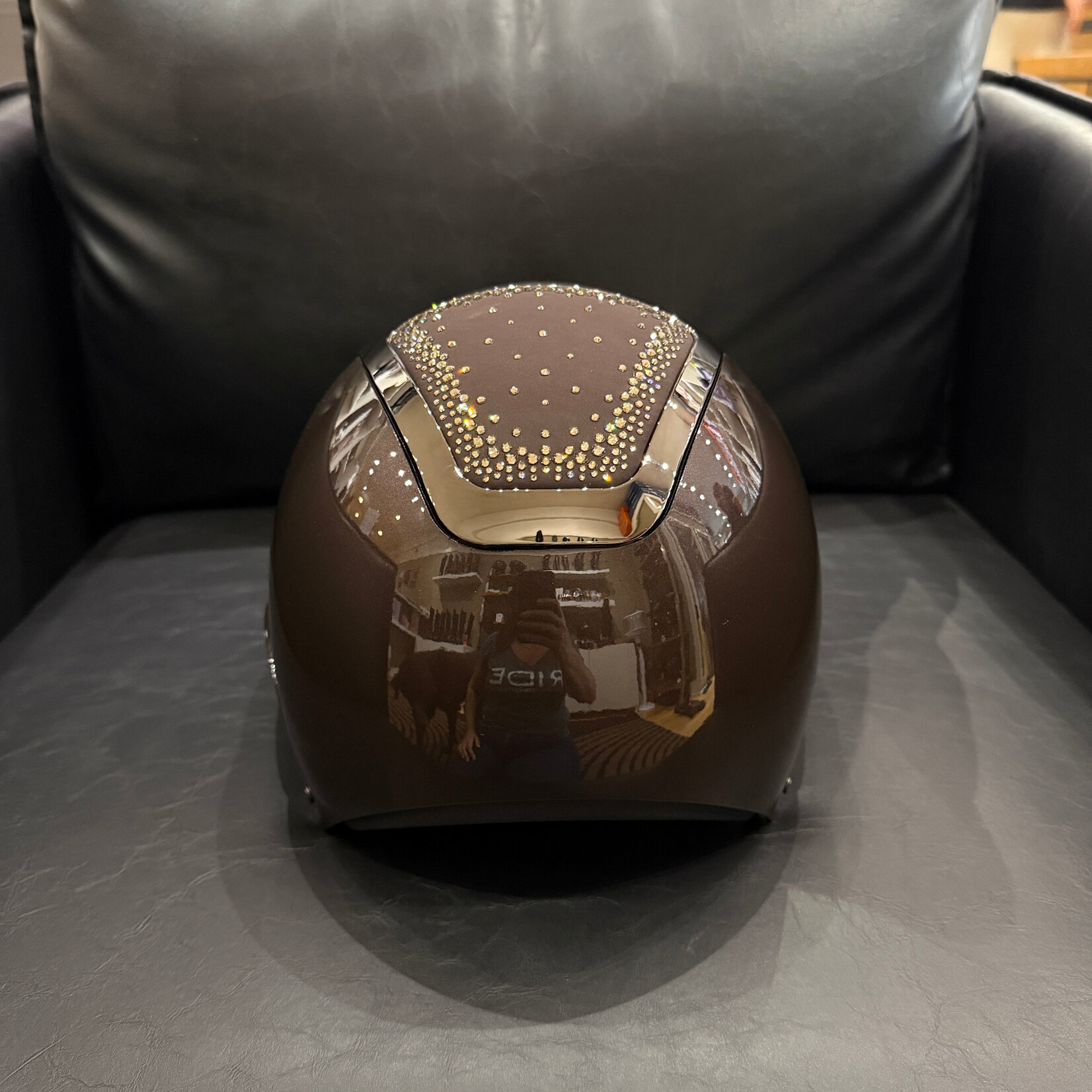 KASK Equestrian CUSTOM Kask WG11 Star Lady Pure Shine Chrome Helmet w/ Swarovski In Out Crystals- Sold as a kit with coordinating liner (sold separately)