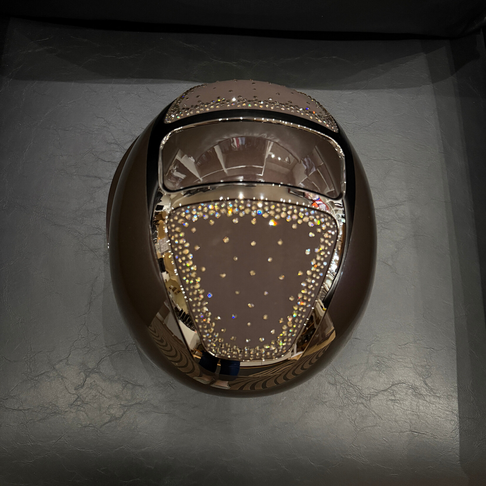 KASK Equestrian CUSTOM Kask WG11 Star Lady Pure Shine Chrome Helmet w/ Swarovski In Out Crystals- Sold as a kit with coordinating liner (sold separately)