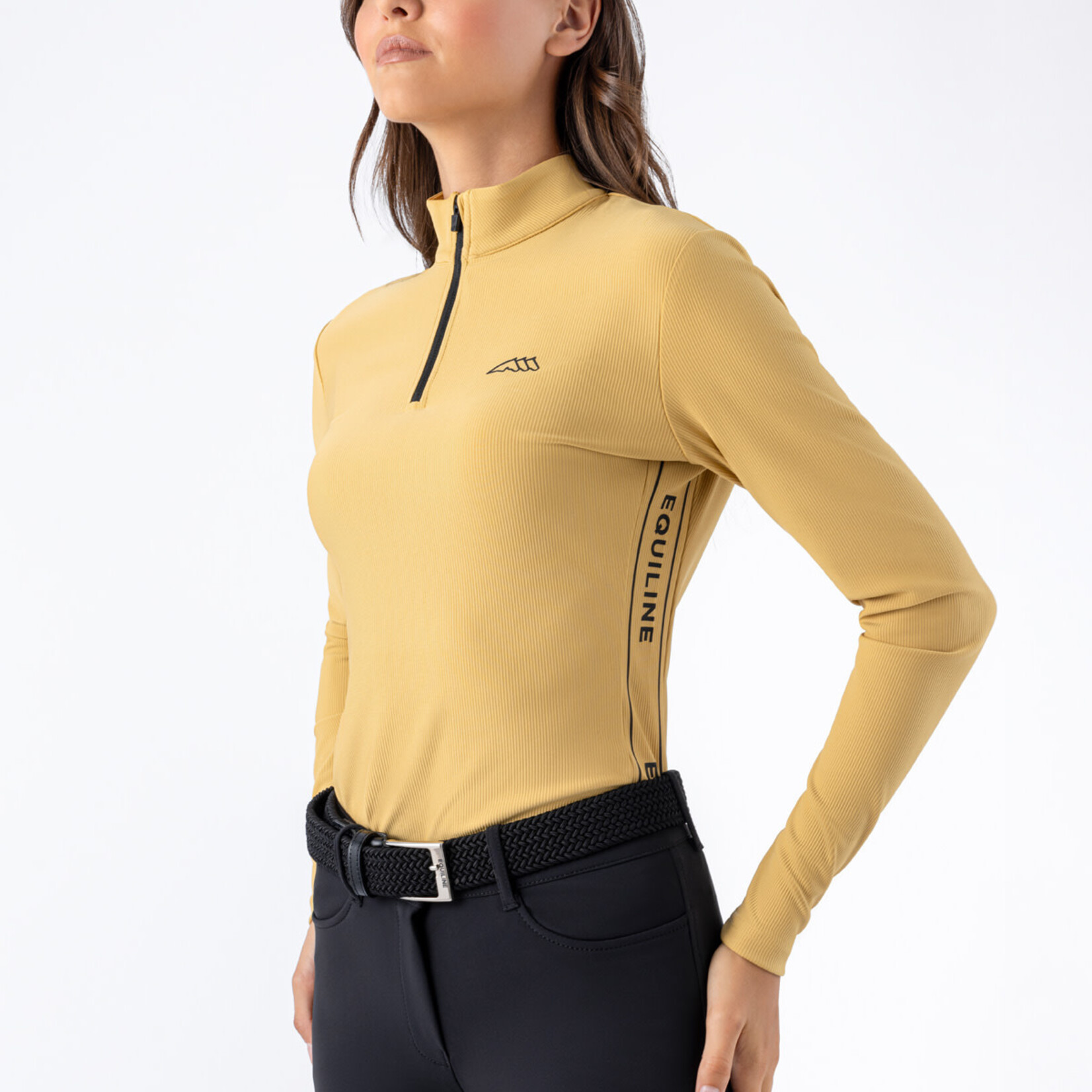 Equiline R09894 Equiline Eqeble Women's Quarter Zip Ribbed Second Skin Training Shirt