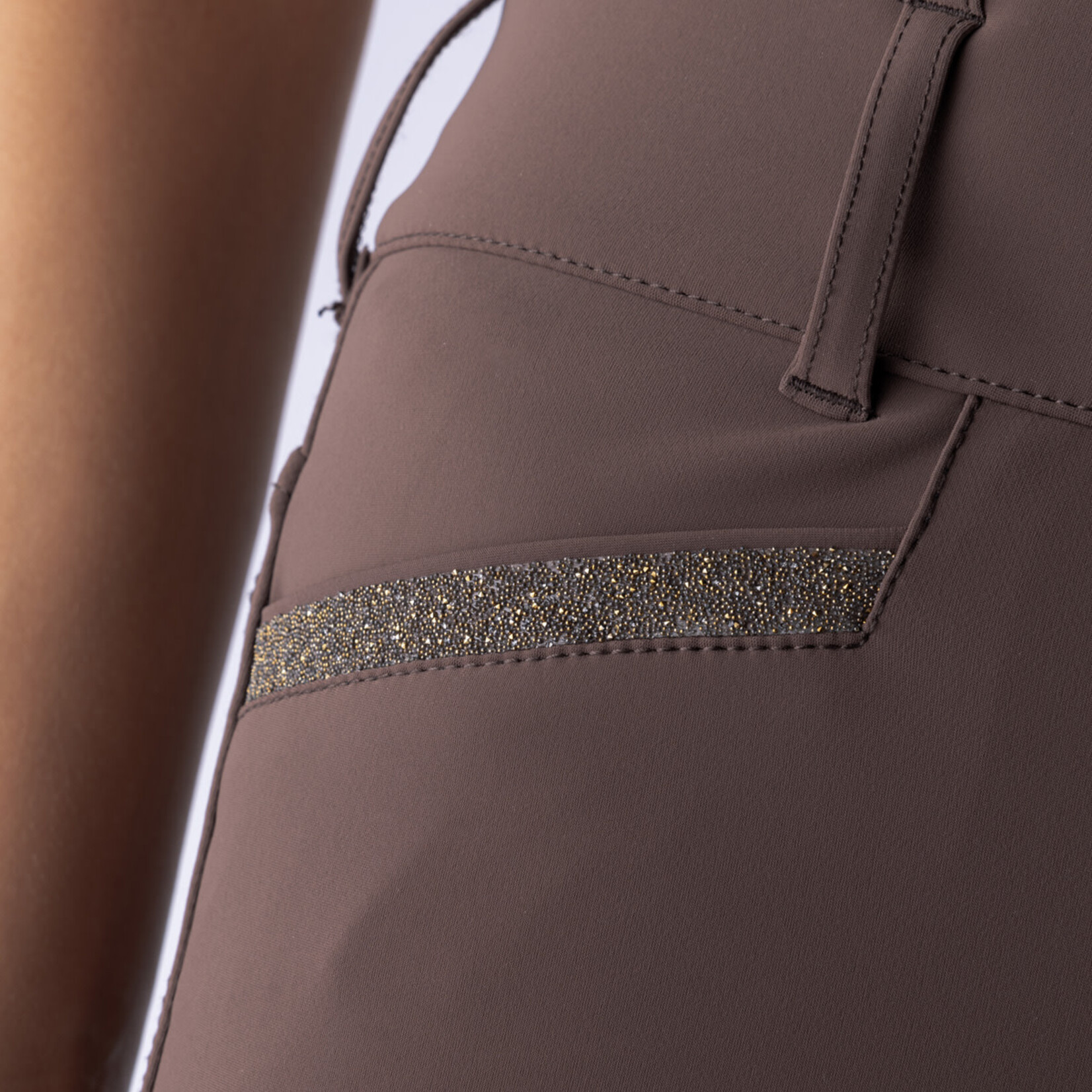Equiline N08606 Equiline Crystalek High Waist Knee Grip Breech with Crystal Inserts in BX-Tech