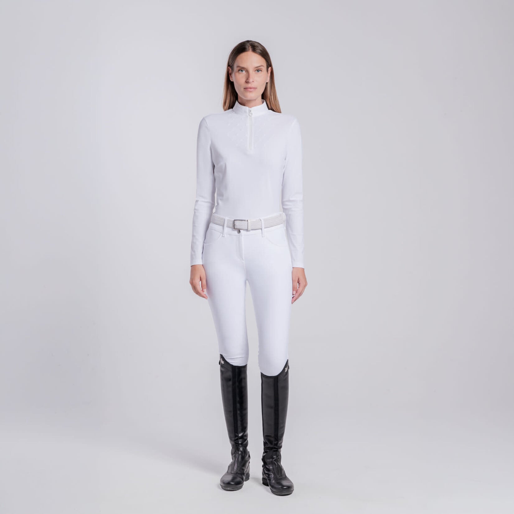 Cavalleria Toscana CAD308 Cavalleria Toscana Women's  L/S Competition Shirt w/ Sequins Bib Competition Shirt