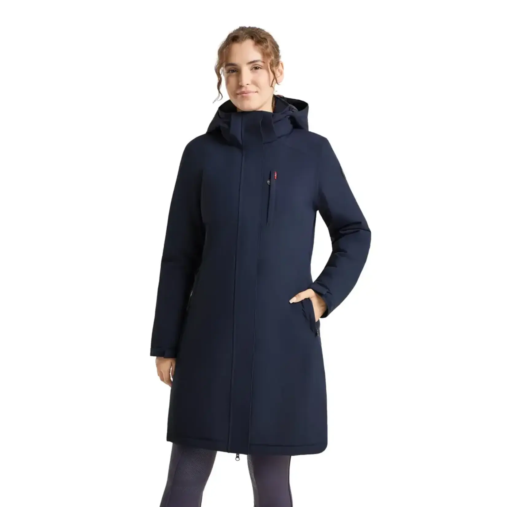 B-Vertigo B Vertigo Astoria Womens Heated Long Riding Jacket with Rechargeable Battery Pack Included, USB-A, USB-C, and Micro USB Port-Ready (USB not included)