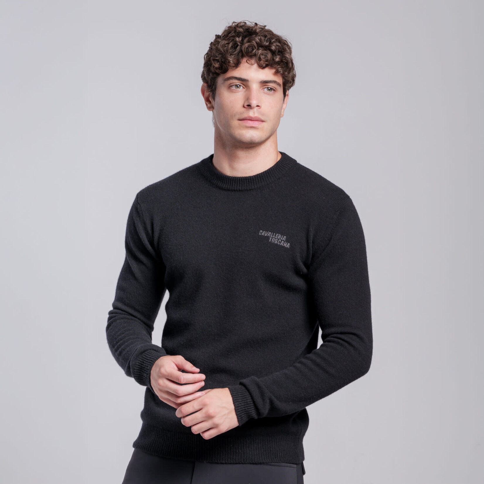 Cavalleria Toscana MAU163 Cavalleria Toscana Men's Pure Wool Crew Neck Sweater