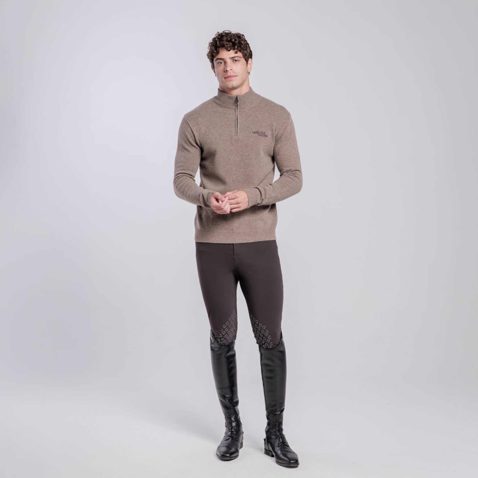Cavalleria Toscana MAU164 Cavalleria Toscana Men's Pure Wool Half Zip Turtleneck Sweater