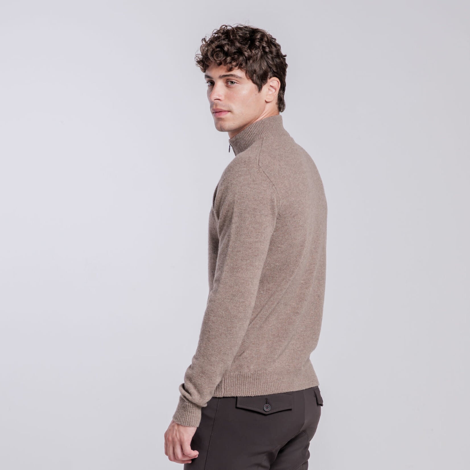 Cavalleria Toscana MAU164 Cavalleria Toscana Men's Pure Wool Half Zip Turtleneck Sweater