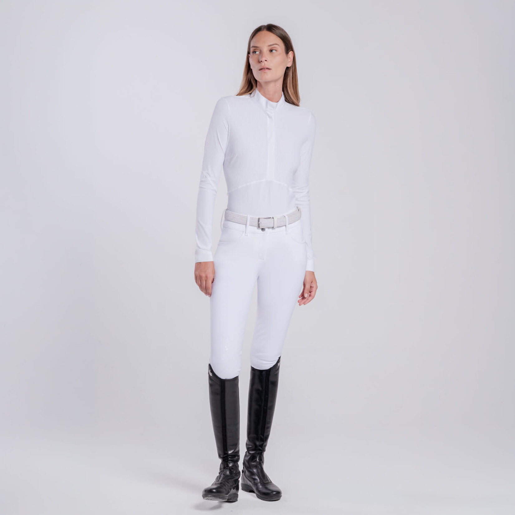 Cavalleria Toscana CAD307 Cavalleria Toscana Women's L/S with Striped Insert Competition Shirt