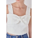 White Tweed Bow Tie Top