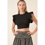 Heidi Ruffle Sleeve Top in Black