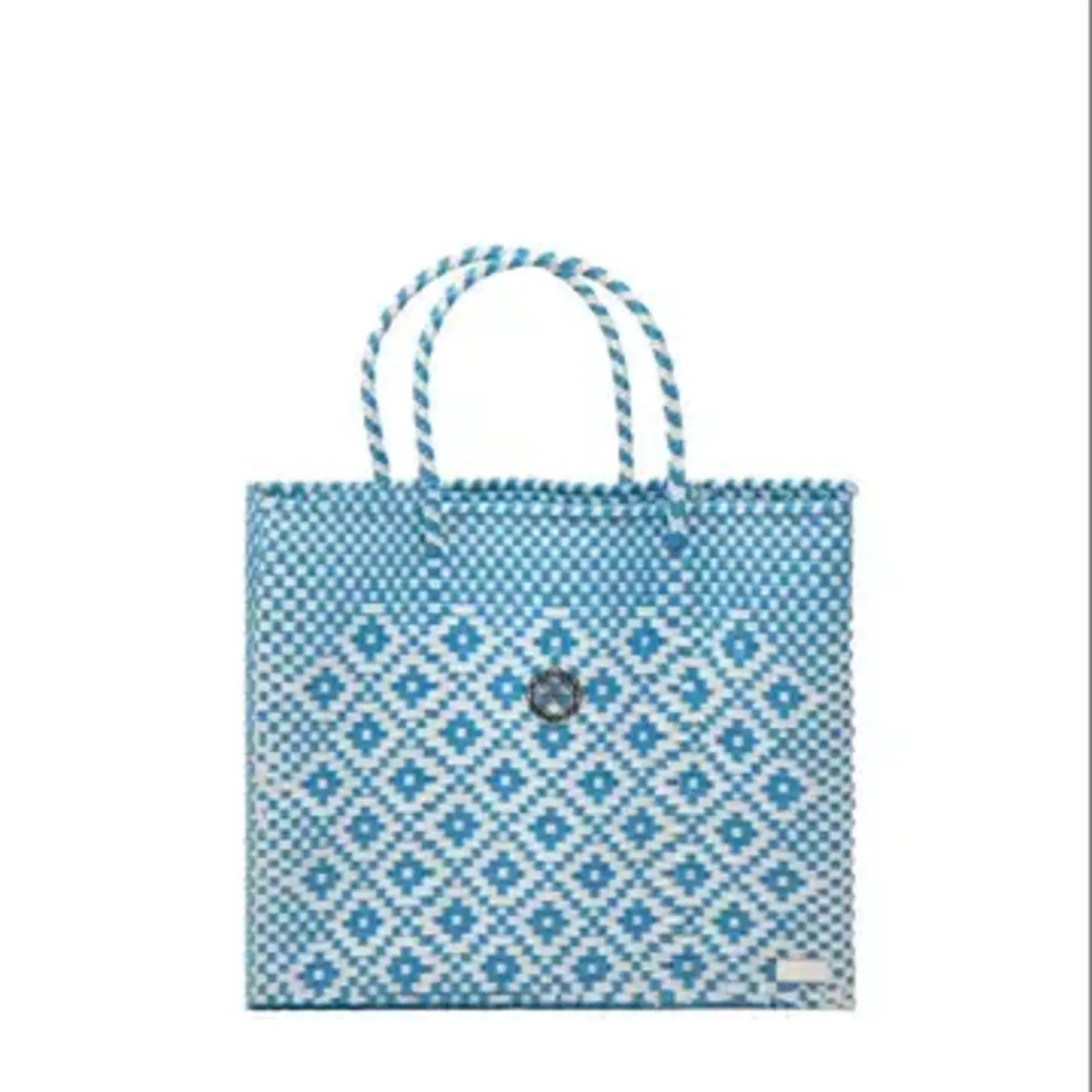 Lola's Seaside Stroll  Aqua Woven Tote