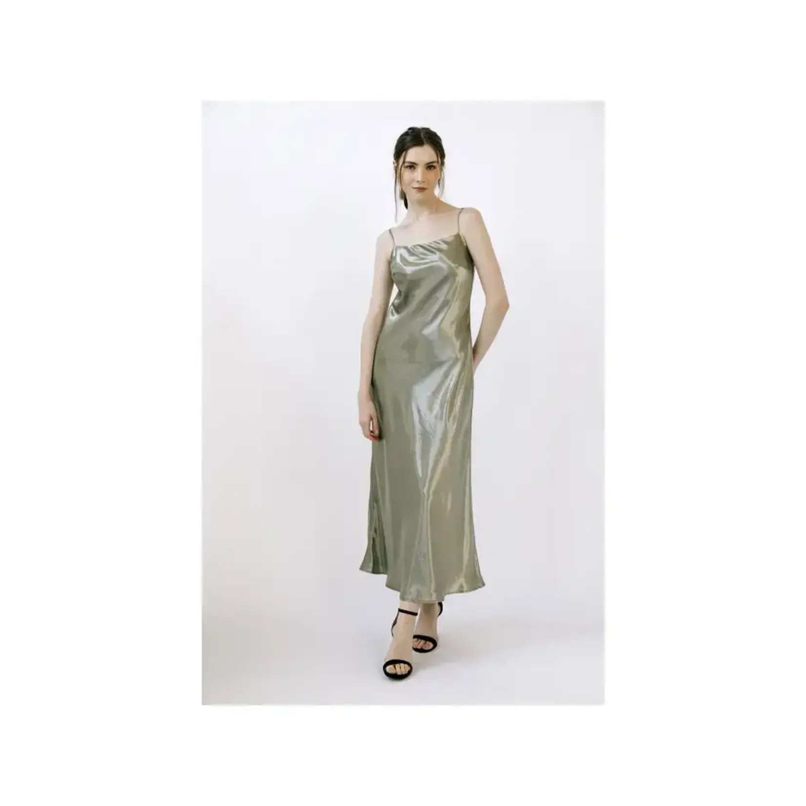 Metallic Satin Slip Maxi Dress