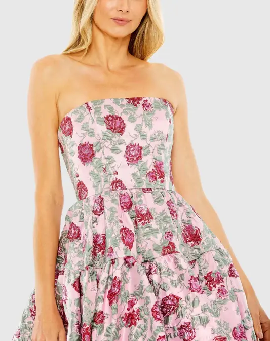 Mac Duggal Strapless Brocade Mini Dress (size 4) - Menley Rose