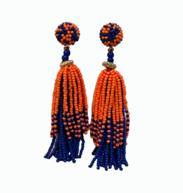 Orange & Blue Beaded Earrings