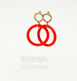 Color Coated Link Circle Earrings /Orange