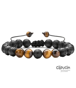 Nature's Sunshine Bracelet diffuseur d'huiles essentielles | Oeil de tigre doré ajustable