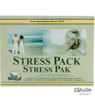 Nature's Sunshine Stress Pack | 30 Sachets de 5 Capsules et 1 Comprimés | 15 jrs