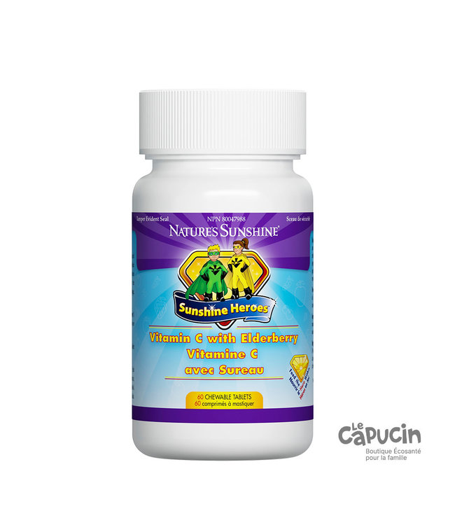 Nature's Sunshine Sunshine Heroes Vitamin C with Elderberry | 60 Chewable Tabs