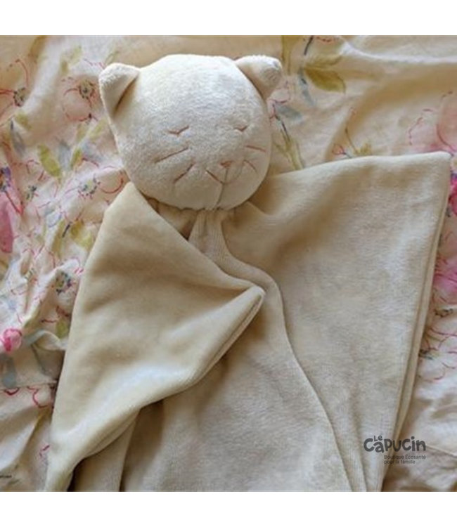 Bamboo cuddly toy | Minou-Chat | Ecru White  | Grey Embroidery
