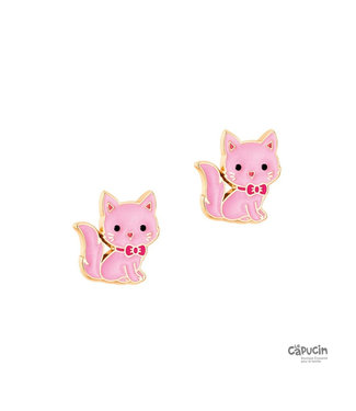Girl Nation Enamel studs earrings | Pink Cat