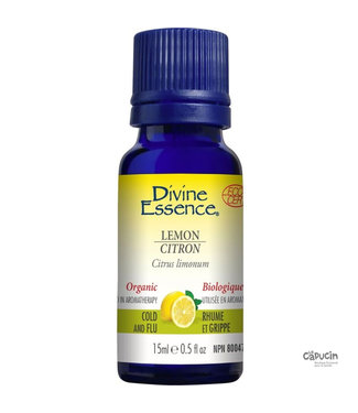 Divine Essence Organic Lemon essential oil - Choose a size