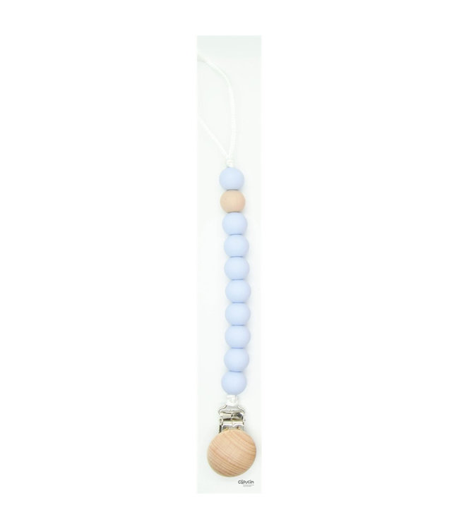 Silicone Pacifier Clip | Woodden piece | Baby Blue