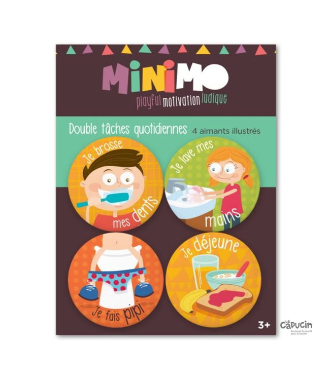 Minimo Motivation Magnet set | Double daily tasks | 4 magnets (only in French)