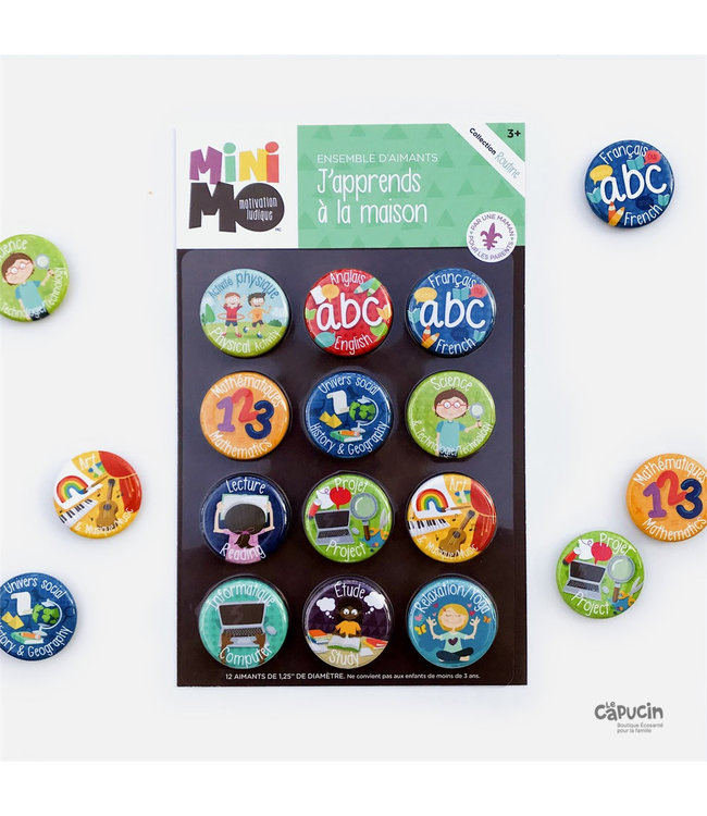 Magnet Set - I'm learning at home - 12 items - Only in French
