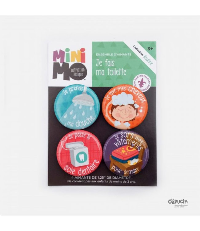 Minimo Motivation Magnet set | I'm doing my toilet | 4 magnets (only in French)