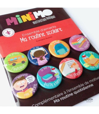 Minimo Motivation Magnet Set - My school routine - 8 items - Only in French