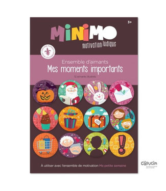 Minimo Motivation Ensemble d'aimants - Mes moments importants - Fêtes et événements - 12 items