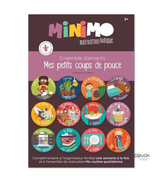 Minimo Motivation Magnet Set - My little helpers - 12 items - Only in French