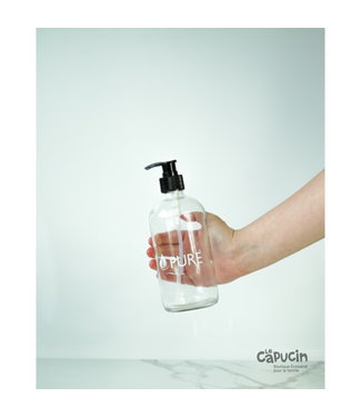 Pure Quémar Glass bottle | Transparent with pump | For hand soap