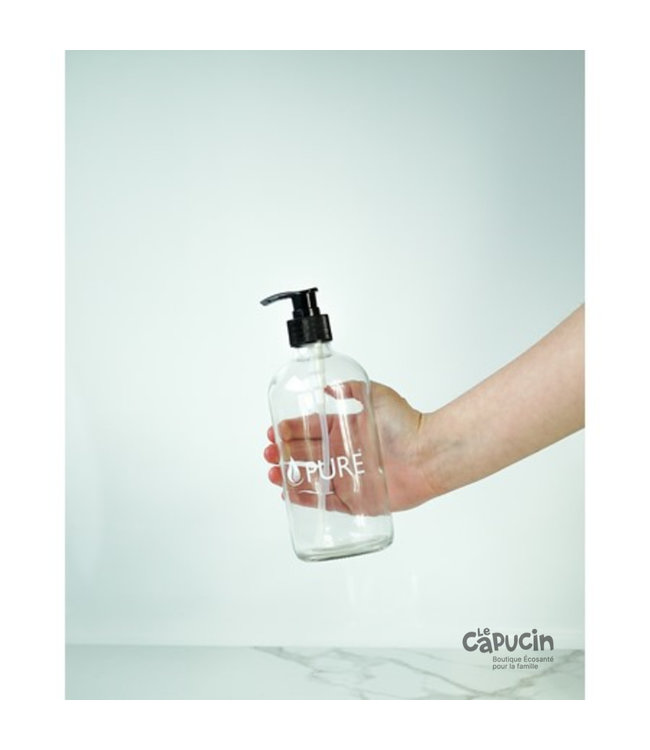 Bouteille en verre | Transparente avec pompe | Pour savon à mains