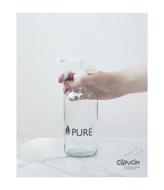 Pure Quémar Bouteille en verre | Transparente avec vapo | 500 ml