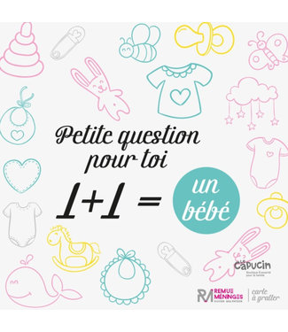 Remue Meninges Carte à  gratter | Nouveau Papa | Petite question pour toi 1+1=