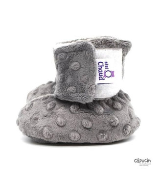 Bébé Ô Chaud Velcro Slippers - Grey - Choose a size