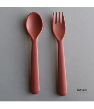 Cink Bamboo Spoon + Fork | Brick