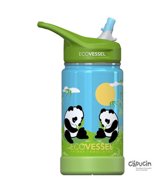 EcoVessel Stainless Steel Water Bottle | Thermos | The Frost | With Straw | 12 oz | Panda