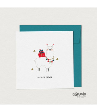 Mimosa Design Christmas card | 5.25 x 5.25 | Fa la la lama