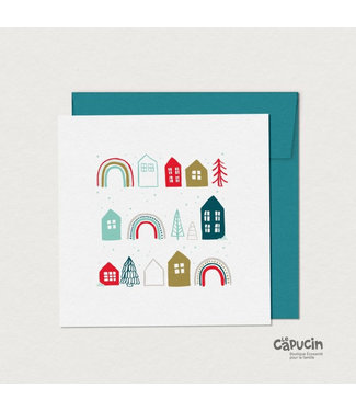 Mimosa Design Christmas card | 5.25 x 5.25 | Holiday Village