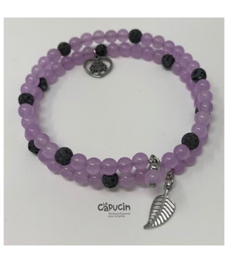 Bijoux Création Doigts de Fée Bracelet | Double 4 mm stones | Purple & black