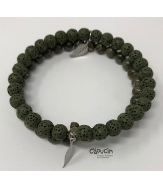 Bijoux Création Doigts de Fée Bracelet | 6 mm double stones | Green & marbled green