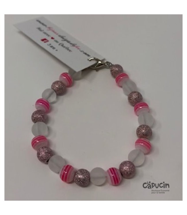 Bijoux Création Doigts de Fée Bracelet | Fancy Bead | Clear & Bright Pink
